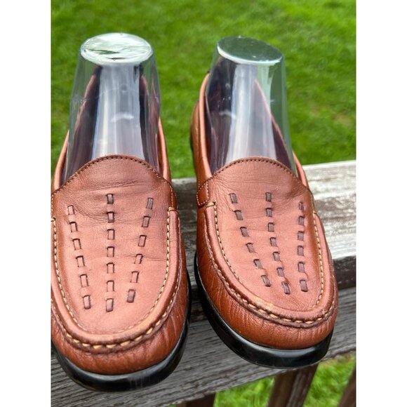 SAS Weave Slip-On Loafer Womens Size 9M Brown Leather Tripad Comfort Made in USA - Picture 1 of 9